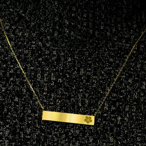 Bar Necklace with Engraving in Sterling Silver 18K Yellow Gold Finish (18" Chain)