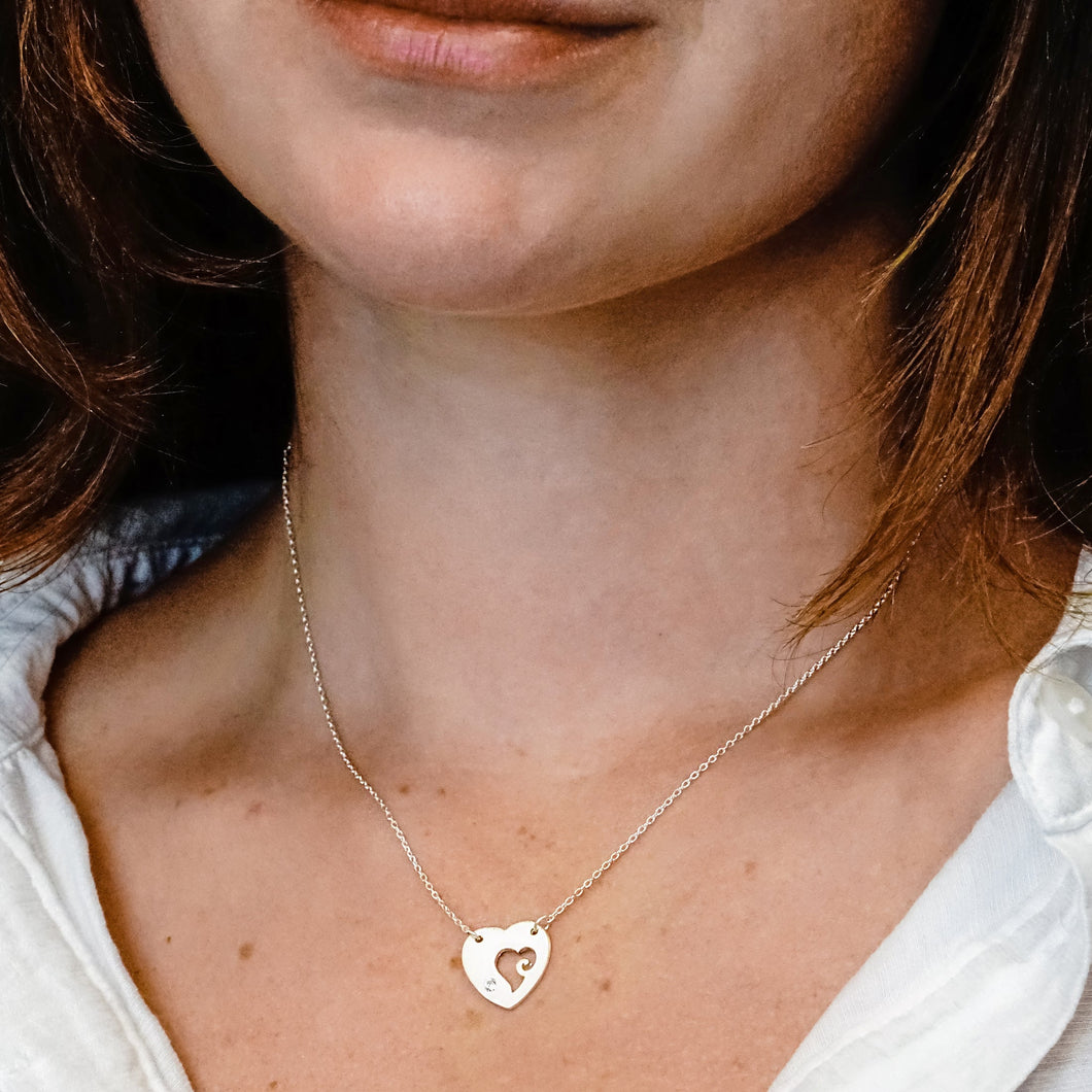 Double Heart Necklace in Sterling Silver (15 x 15 mm)