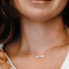Load image into Gallery viewer, Peace Bar Necklace in Sterling Silver (20 x 5 mm)
