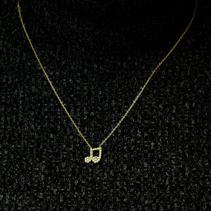 Music Note Necklace in Sterling Silver (11 x 9 mm)