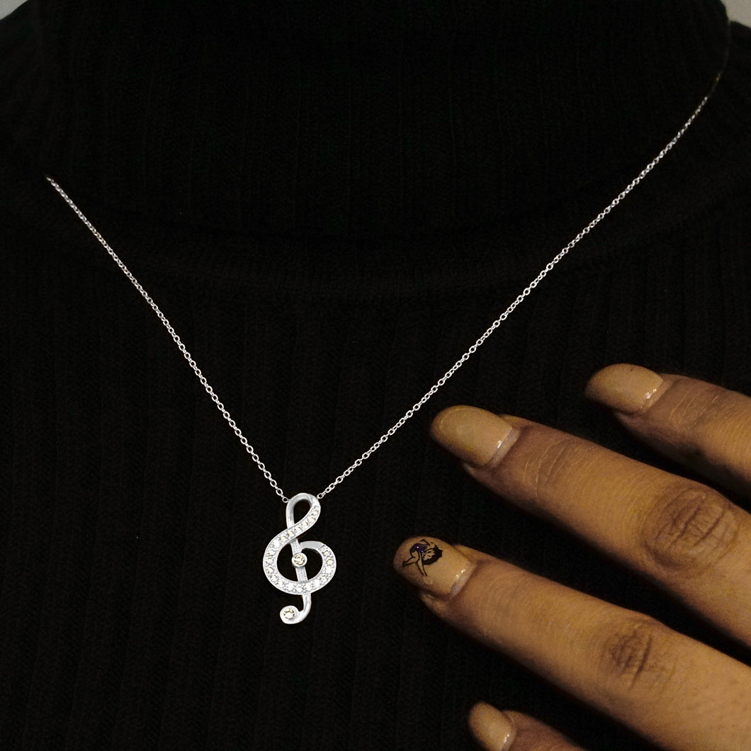 Treble Clef Necklace in Sterling Silver (25 x 13 mm)