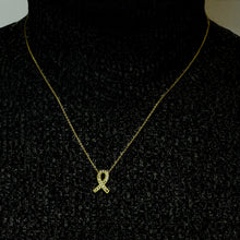 Load image into Gallery viewer, Awareness Ribbon Necklace in Sterling Silver (15 x 11 mm)
