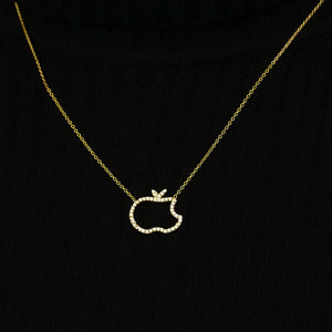 Big Apple Outline Necklace in Sterling Silver (16 x 16 mm)