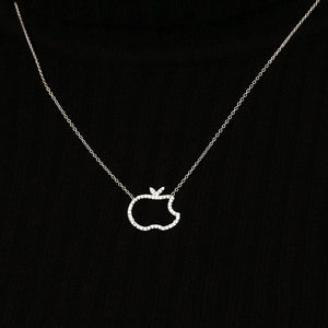 Big Apple Outline Necklace in Sterling Silver (16 x 16 mm)