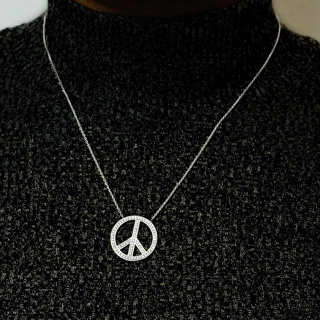 Glitz & Peace Necklace in Sterling Silver (23 x 23 mm)