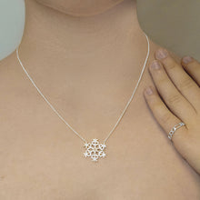 Load image into Gallery viewer, 6 Point Snowflake Necklace in Sterling Silver (24 x 24 mm)
