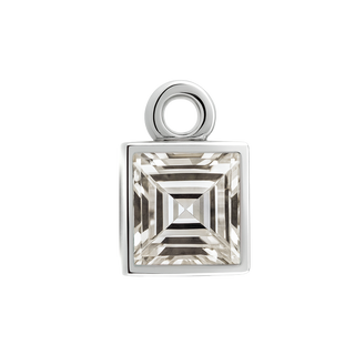 Diamond or Gemstone Square Bezel Drop Charm in 14K White Gold