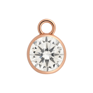 Diamond or Gemstone Bezel Drop Charm in 14K Rose Gold