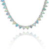 Tennis Necklace with Opal Stones (October Birthstones) in 14K Gold (1.75 mm - 4.0 mm)