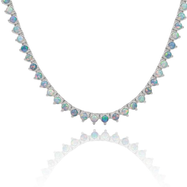 Tennis Necklace with Opal Stones (October Birthstones) in 14K Gold (1.75 mm - 4.0 mm)
