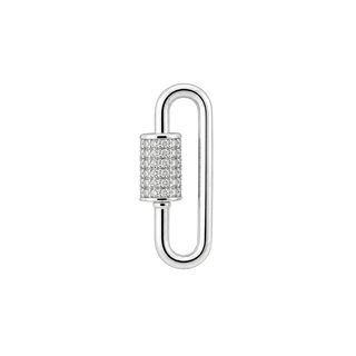 Oval Screw On/Off Chain Connectors / Charm Hangers / Carabiners with CZs (7.5 x 23.5 mm)