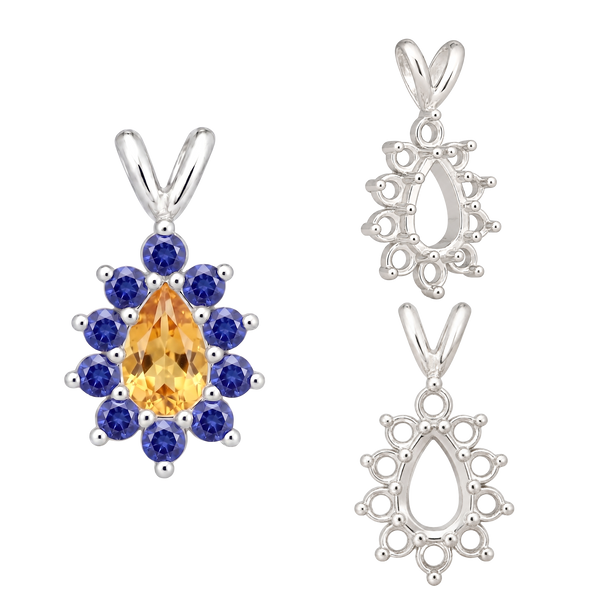 ITI NYC 10 Stone Pear Shape Cluster Pendants (5.00 x 3.00 mm - 7.00 x 5.00 mm)