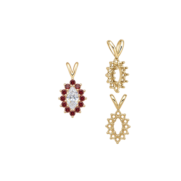 ITI NYC 12 Stone Marquise Shaped Cluster Pendants (4.00 x 1.75 mm - 12.00 x 6.00 mm)