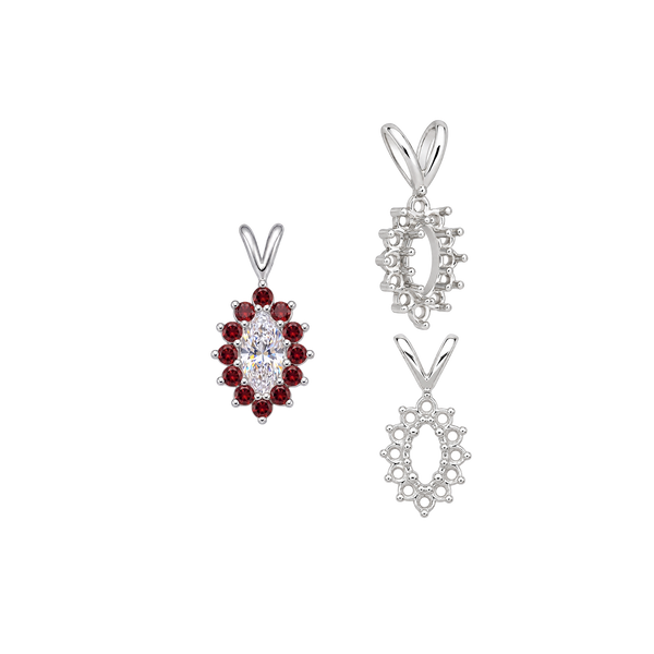 ITI NYC 12 Stone Marquise Shaped Cluster Pendants (4.00 x 1.75 mm - 12.00 x 6.00 mm)