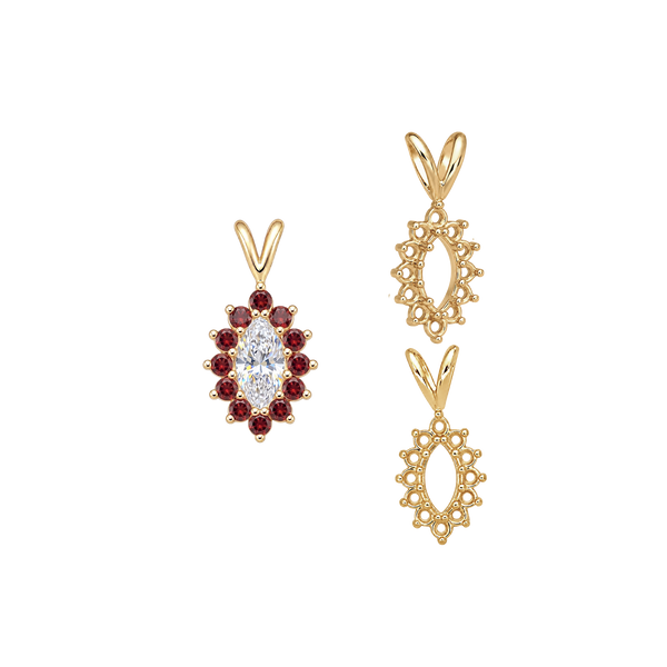 ITI NYC 12 Stone Marquise Shaped Cluster Pendants (4.00 x 1.75 mm - 12.00 x 6.00 mm)
