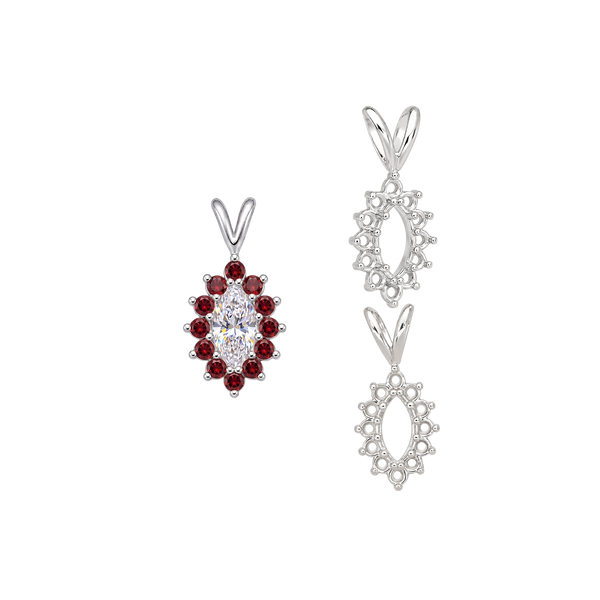 ITI NYC 12 Stone Marquise Shaped Cluster Pendants (4.00 x 1.75 mm - 12.00 x 6.00 mm)