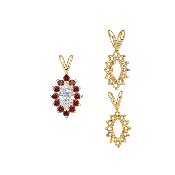 ITI NYC 12 Stone Marquise Shaped Cluster Pendants (4.00 x 1.75 mm - 12.00 x 6.00 mm)
