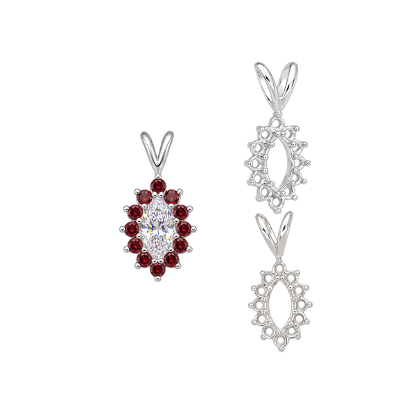 ITI NYC 12 Stone Marquise Shaped Cluster Pendants (4.00 x 1.75 mm - 12.00 x 6.00 mm)
