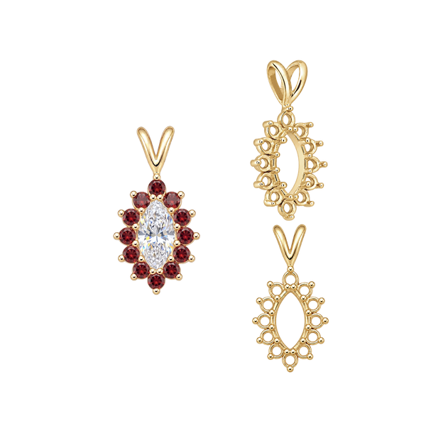 ITI NYC 12 Stone Marquise Shaped Cluster Pendants (4.00 x 1.75 mm - 12.00 x 6.00 mm)