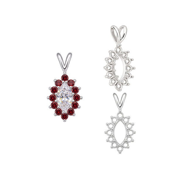 ITI NYC 12 Stone Marquise Shaped Cluster Pendants (4.00 x 1.75 mm - 12.00 x 6.00 mm)