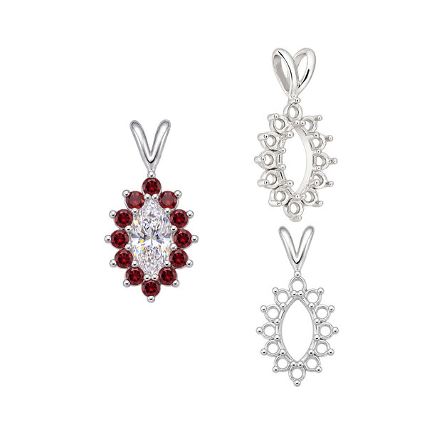 ITI NYC 12 Stone Marquise Shaped Cluster Pendants (4.00 x 1.75 mm - 12.00 x 6.00 mm)