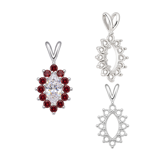 ITI NYC 12 Stone Marquise Shaped Cluster Pendants (4.00 x 1.75 mm - 12.00 x 6.00 mm)