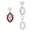 ITI NYC 12 Stone Marquise Shaped Cluster Pendants (4.00 x 1.75 mm - 12.00 x 6.00 mm)