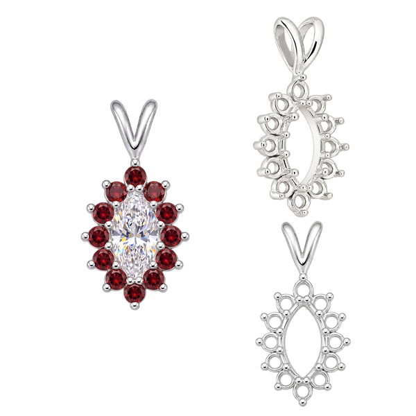 ITI NYC 12 Stone Marquise Shaped Cluster Pendants (4.00 x 1.75 mm - 12.00 x 6.00 mm)