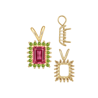 ITI NYC Emerald Shape Cluster Pendants (14-18 Side Stones | 6.00 x 4.00 mm - 10.00 x 8.00 mm)