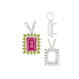 ITI NYC Emerald Shape Cluster Pendants (14-18 Side Stones | 6.00 x 4.00 mm - 10.00 x 8.00 mm)