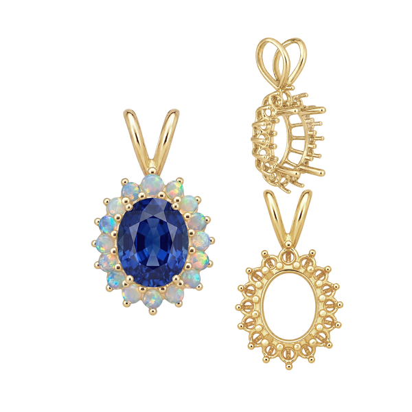 ITI NYC Oval Cluster Pendants (12-16 Side Stones | 6.00 x 4.00 mm - 10.00 x 8.00 mm)