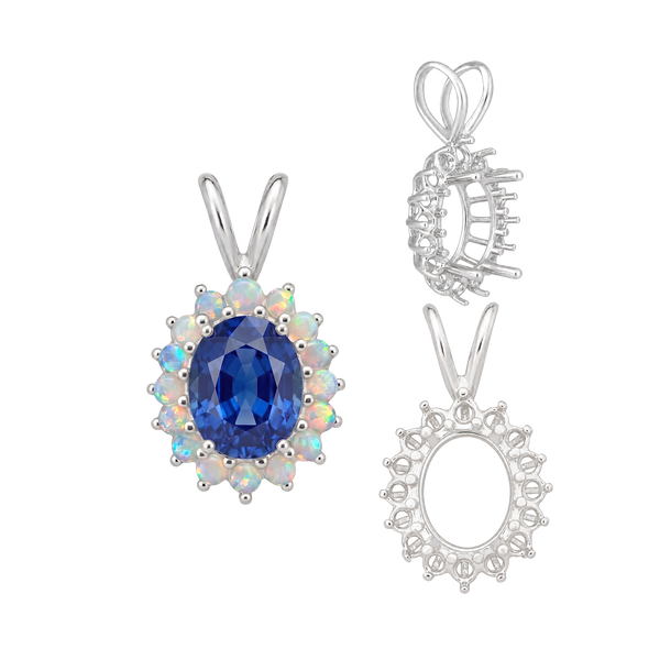 ITI NYC Oval Cluster Pendants (12-16 Side Stones | 6.00 x 4.00 mm - 10.00 x 8.00 mm)
