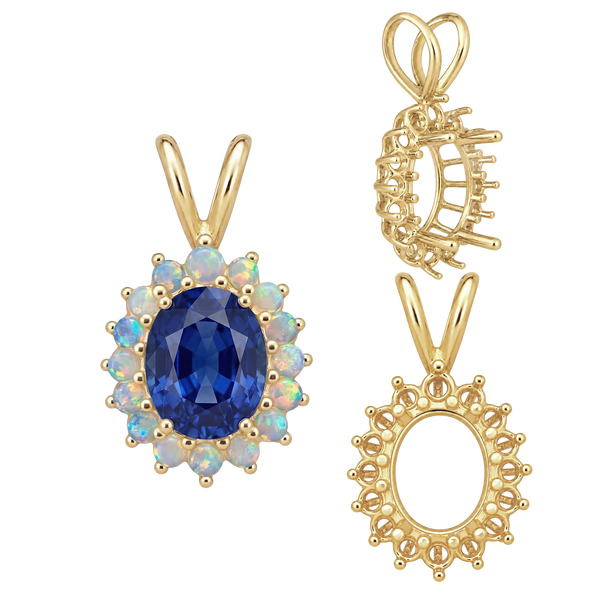 ITI NYC Oval Cluster Pendants (12-16 Side Stones | 6.00 x 4.00 mm - 10.00 x 8.00 mm)
