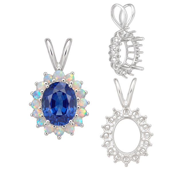 ITI NYC Oval Cluster Pendants (12-16 Side Stones | 6.00 x 4.00 mm - 10.00 x 8.00 mm)