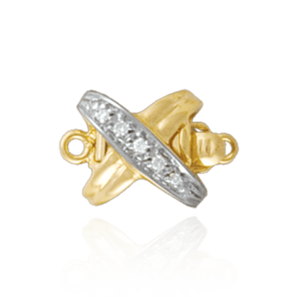 ITI NYC Pearl Clasps for Single Strand with Diamond Accents (11x10 mm)