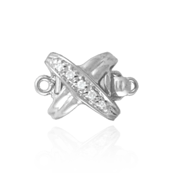 ITI NYC Pearl Clasps for Single Strand with Diamond Accents (11x10 mm)