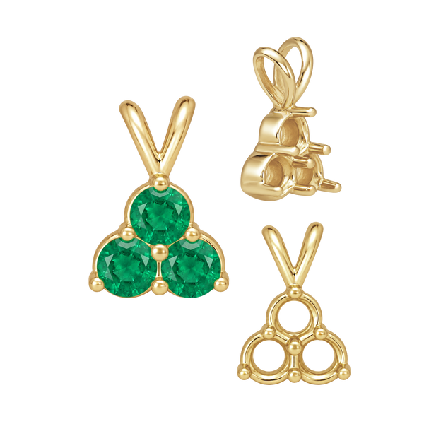 ITI NYC 3 Stone Cluster Pendants (3 x 2.00 mm - 3 x 4.20 mm)
