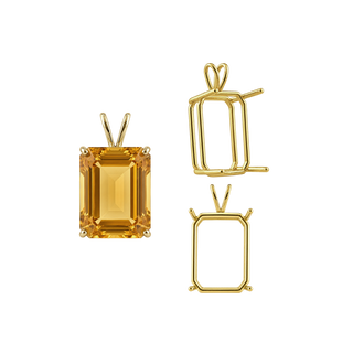 ITI NYC Emerald Shape Four Prong Double Wire Pendants in 14K Gold (4.00 x 3.00 mm - 30.00 x 20.00 mm)