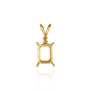 ITI NYC Emerald Shape Four Prong Double Wire Pendants With 1 Accent in 14K Gold (6.00 x 4.00 mm - 14.00 x 10.00 mm)