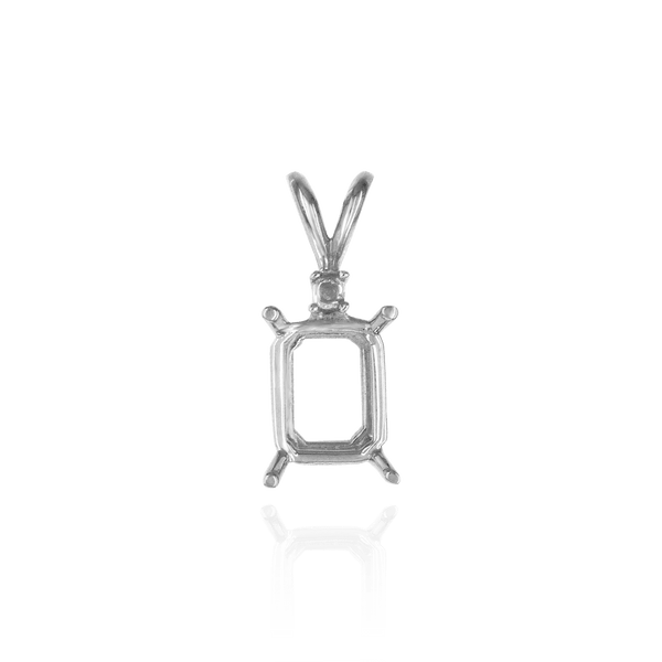 ITI NYC Emerald Shape Four Prong Double Wire Pendants With 1 Accent in 14K Gold (6.00 x 4.00 mm - 14.00 x 10.00 mm)