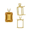 ITI NYC Emerald Shape Four Prong Double Wire Pendants in 14K Gold (4.00 x 3.00 mm - 30.00 x 20.00 mm)
