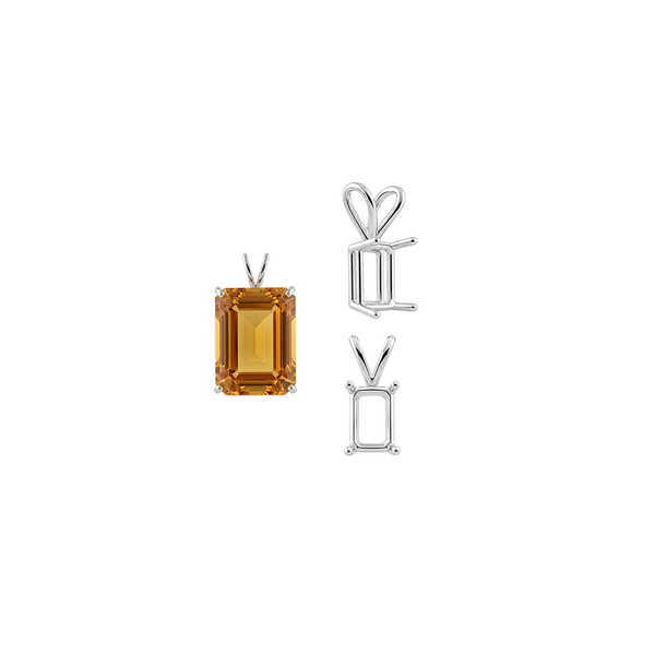 ITI NYC Emerald Shape Four Prong Double Wire Pendants in 14K Gold (4.00 x 3.00 mm - 30.00 x 20.00 mm)