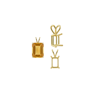 ITI NYC Emerald Shape Four Prong Double Wire Pendants in 14K Gold (4.00 x 3.00 mm - 30.00 x 20.00 mm)