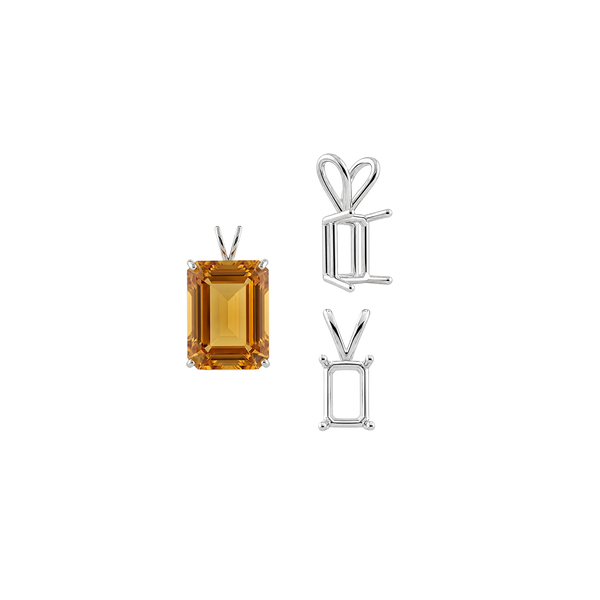 ITI NYC Emerald Shape Four Prong Double Wire Pendants in 14K Gold (4.00 x 3.00 mm - 30.00 x 20.00 mm)
