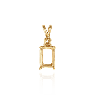 14K Gold ITI NYC Emerald Shape Four Prong Double Wire Heavy Pendants With 1 Accent in 14K Gold (3.50 x 2.60 mm - 14.00 x 11.50 mm)