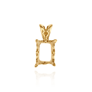 14K Gold ITI NYC Emerald Shape Four Prong Filigree Pendants in 14K Gold (5.00 x 3.00 mm - 25.00 x 18.00 mm)