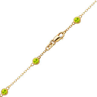 Finished Diamond by the Yard Cable Chain Necklace in 14K Yellow Gold with Peridot Stones