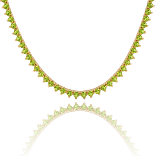 Tennis Necklace with Peridot Stones (August Birthstones) in 14K Gold (1.75 mm - 4.0 mm)