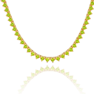 Tennis Necklace with Peridot Stones (August Birthstones) in 14K Gold (1.75 mm - 4.0 mm)