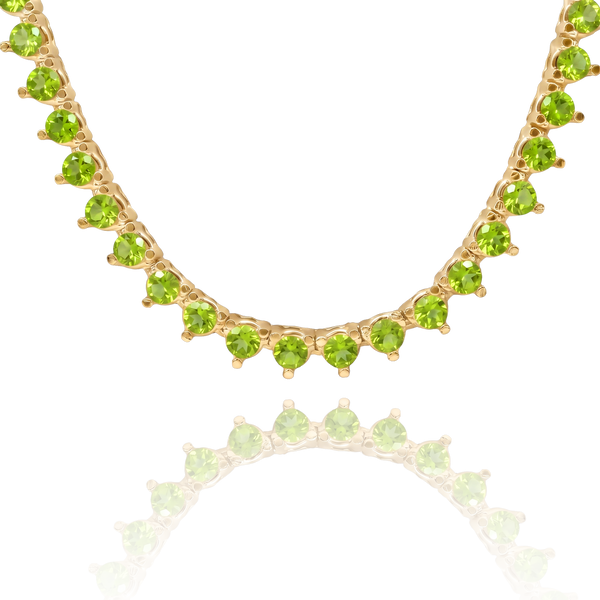 Tennis Necklace with Peridot Stones (August Birthstones) in 14K Gold (1.75 mm - 4.0 mm)